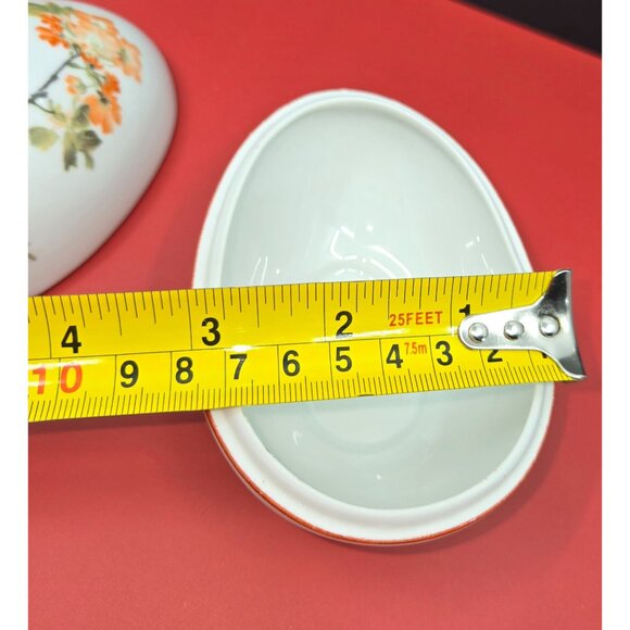 Handcrafted Limoges France Egg Shaped Porcelain Trinket Box With Floral Design - Picture 7 of 7